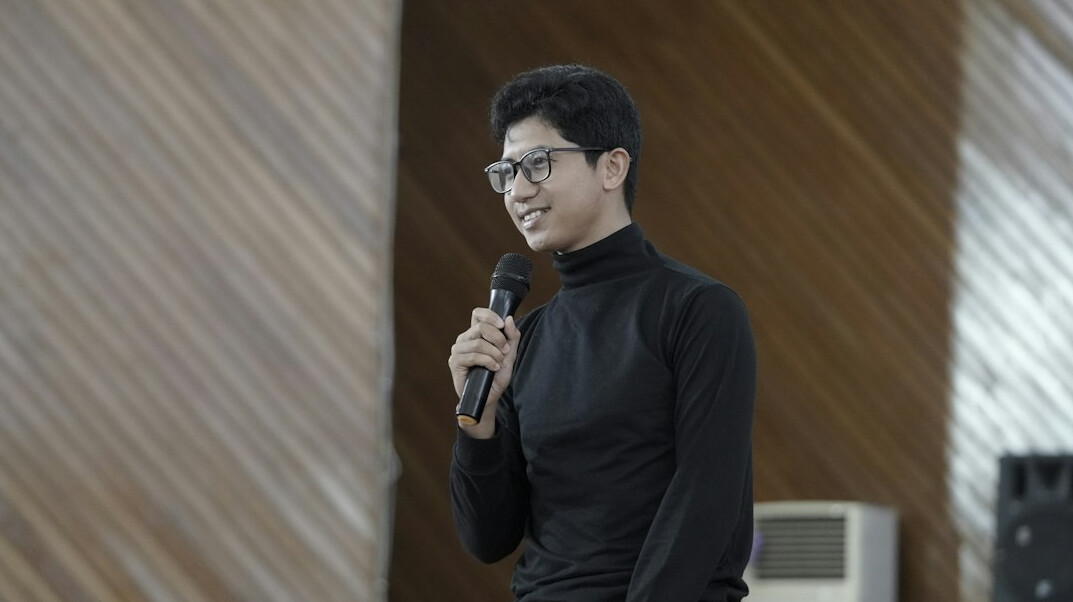 person practicing public speaking
