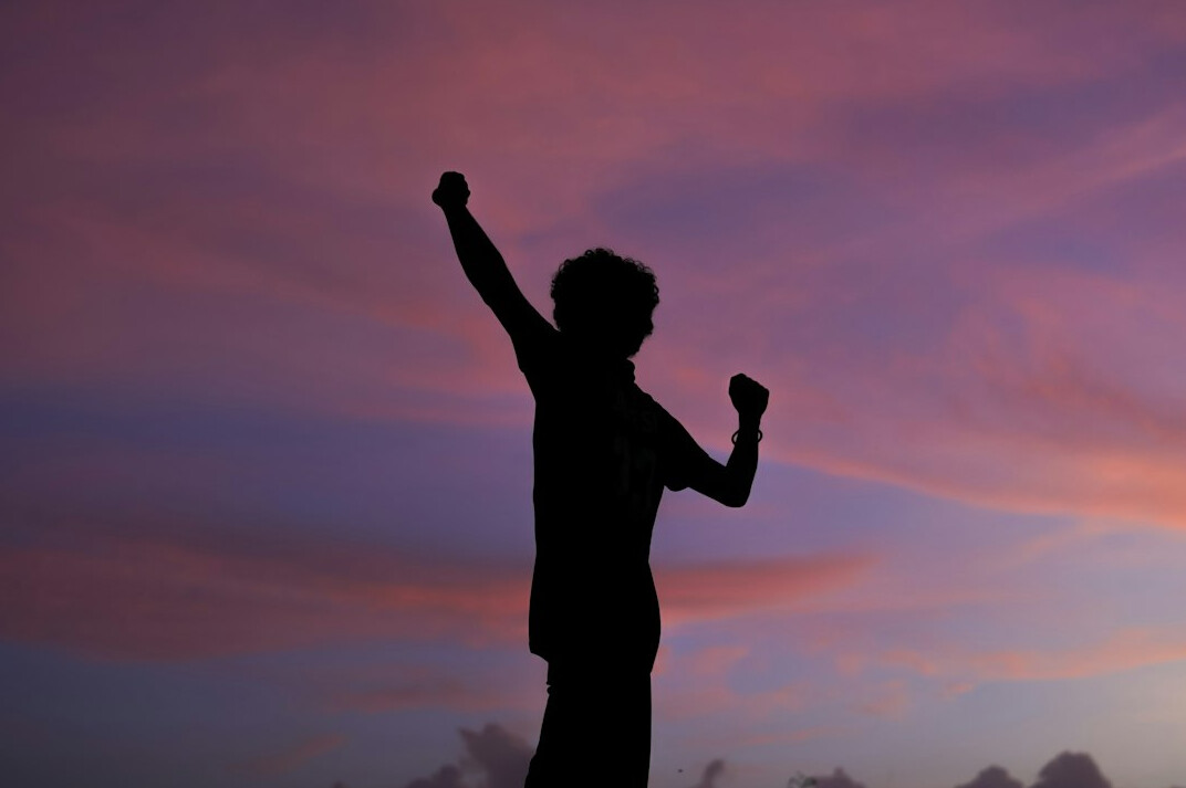 happy person achieving goals