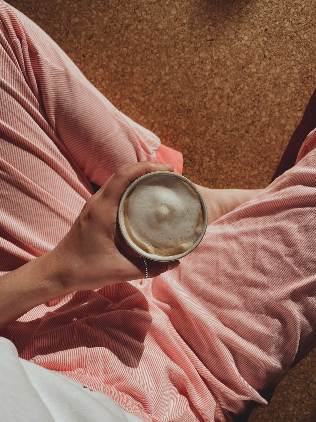 person starting morning routine